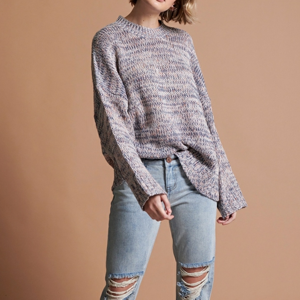 One Teaspoon Hackney Knit Marled Sweater Wool Blend Small Oversized